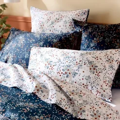 Taie de traversin satin de coton 110 fils motif floral