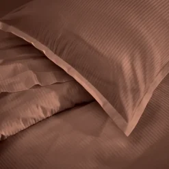 Taie de traversin satin de coton rayures ton sur ton