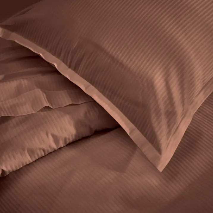 Taie de traversin satin de coton rayures ton sur ton