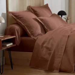 Taie de traversin satin de coton rayures ton sur ton