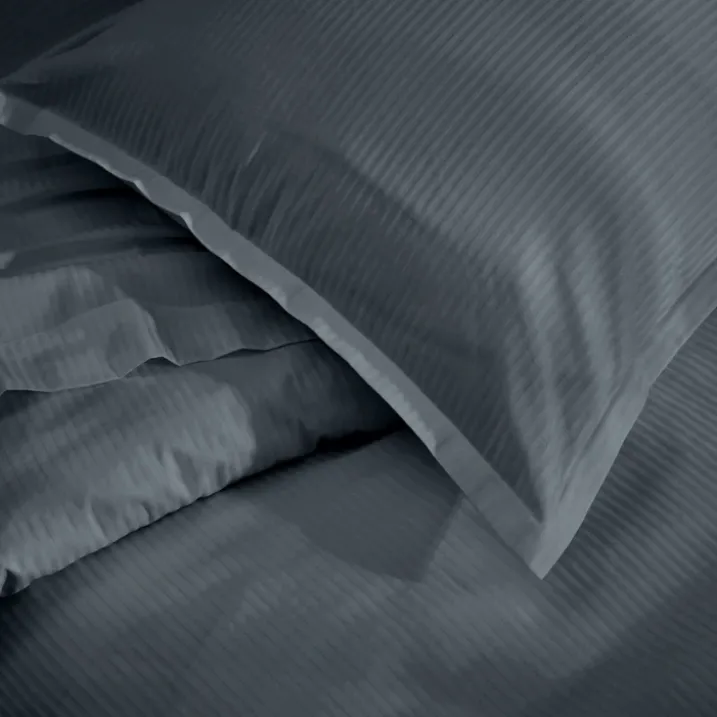 Taie de traversin satin de coton rayures ton sur ton