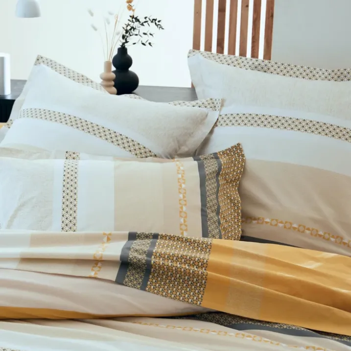 Taie d'oreiller en percale de coton au style ethnique chic