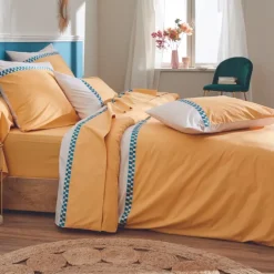Taie d'oreiller percale avec galon