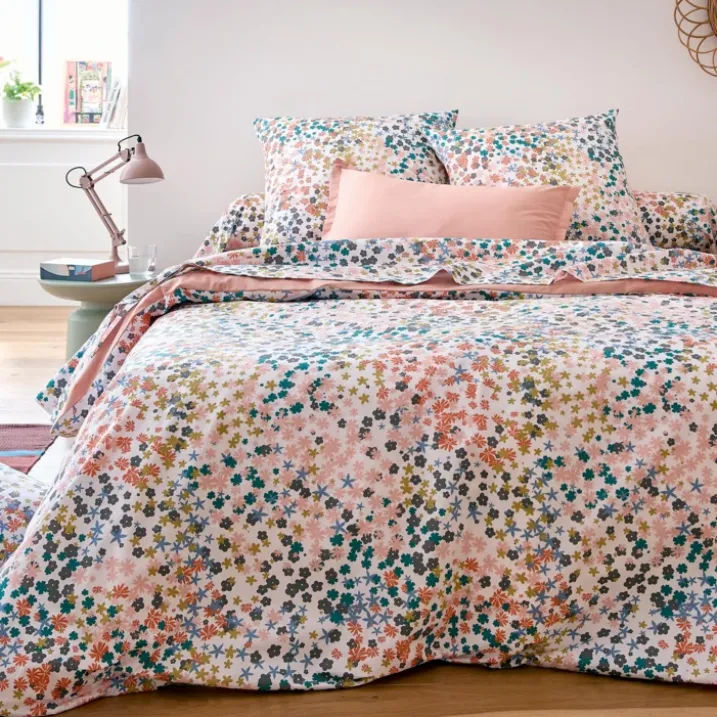 Taie d’oreiller percale de coton 80 fils motif floral
