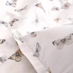 Taie d’oreiller percale de coton 80 fils motif papillons