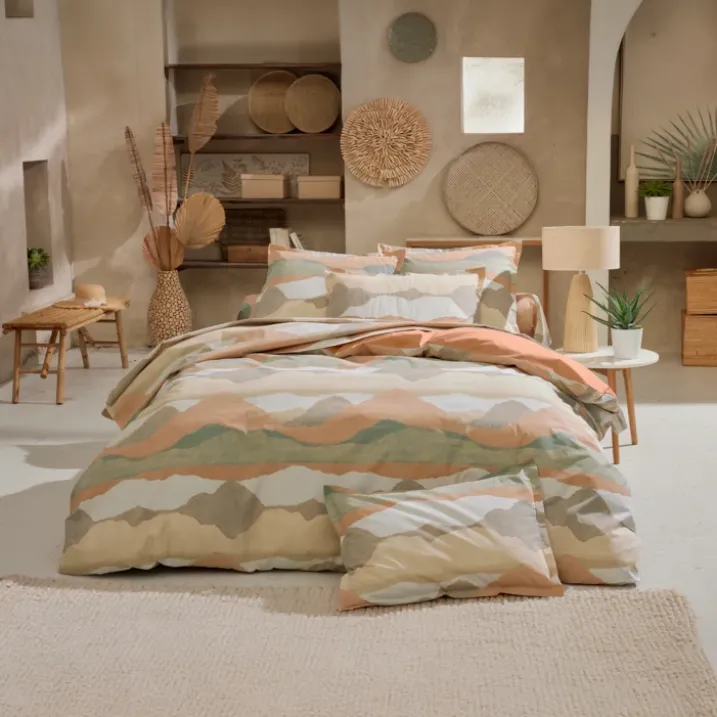 Taie d’oreiller percale de coton paysage abstrait