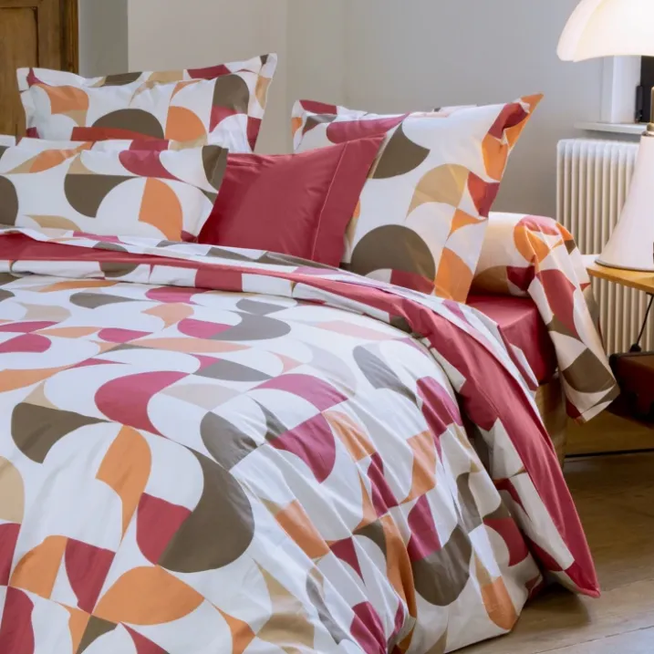 Taie d’oreiller percale de coton géométrique
