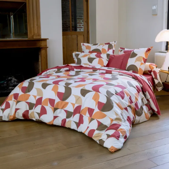 Taie d’oreiller percale de coton géométrique