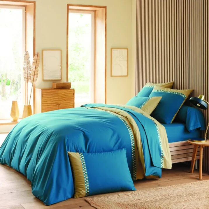 Taie d’oreiller percale de coton géométrique