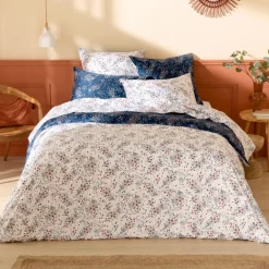 Taie d’oreiller satin de coton 110 fils motif floral