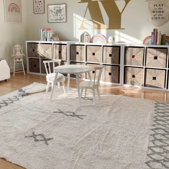 Tapis atlas natural bleu vintage
