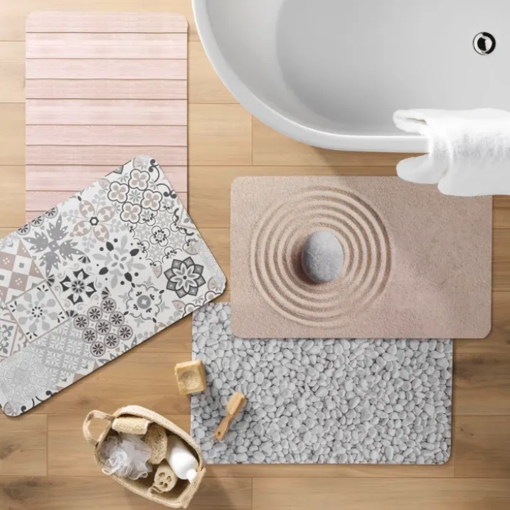 Tapis de bain ultra-absorbant imprimé sable antidérapant