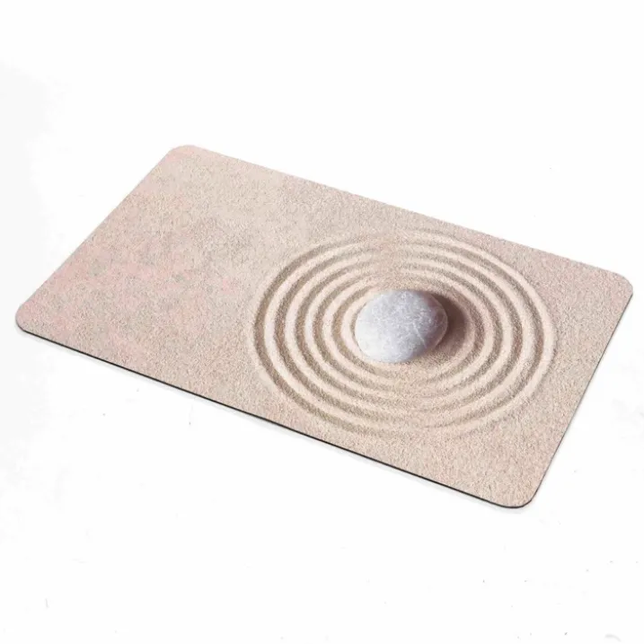 Tapis de bain ultra-absorbant imprimé sable antidérapant
