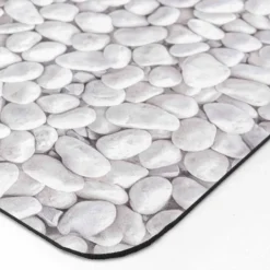Tapis de bain ultra-absorbant imprimé galet antidérapant