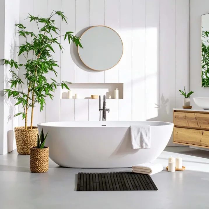 Tapis de douche caillebotis en bambou