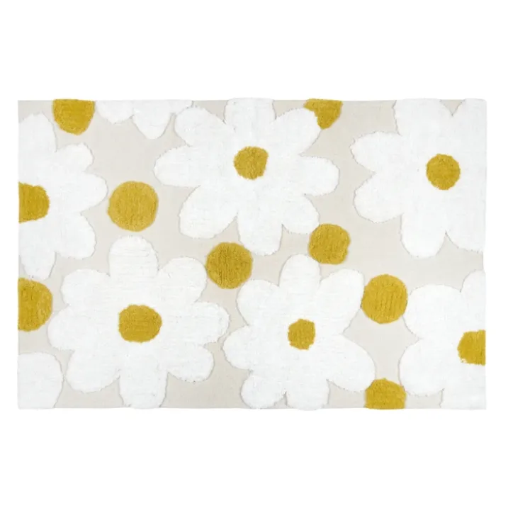 Tapis de salon en coton à motif marguerites en relief