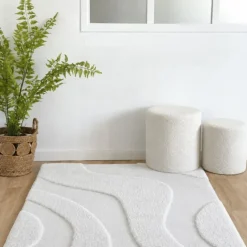 Tapis de salon motif ondulation en relief, effet texturé