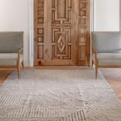 Tapis lavable en laine café doré