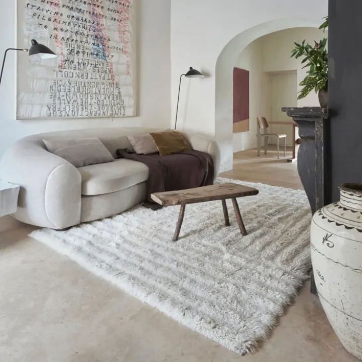 Tapis lavable en laine dunes - mouton blanc