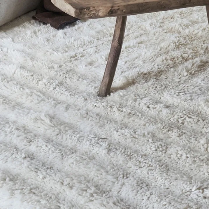 Tapis lavable en laine dunes - mouton blanc