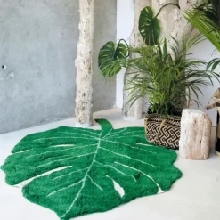 Tapis lavable feuille de monstera