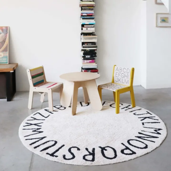 Tapis lavable rond alphabet ABC