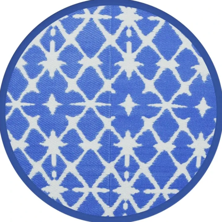 Tapis rond extérieur réversible tissage jacquard graphique