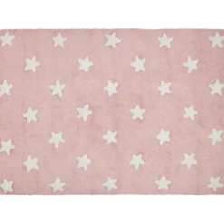 Tapis rose lavable étoiles