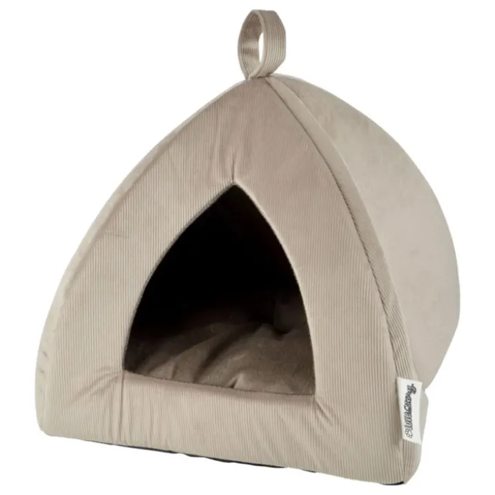 Tente velours côtelé pour chat