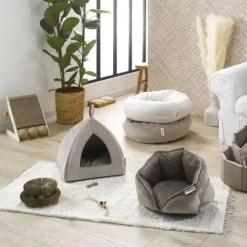 Tente velours côtelé pour chat