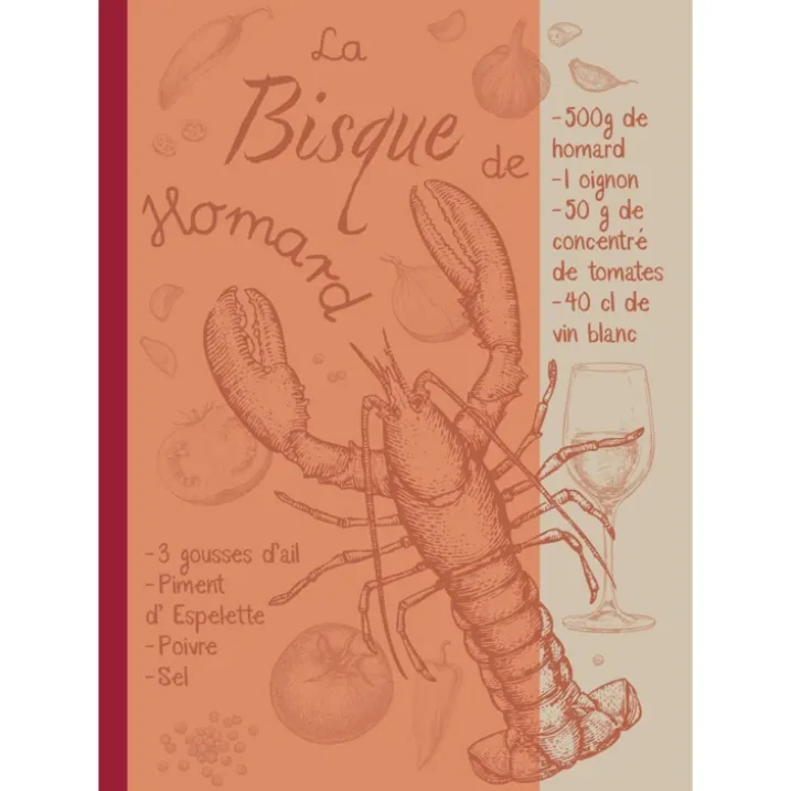 Torchon en coton motif homard cuisine