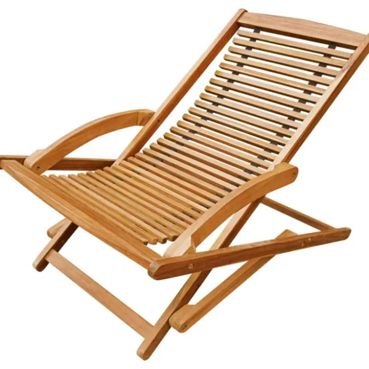 Transat avec repose pied en bois d'acacia