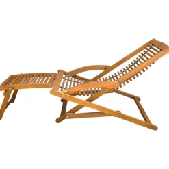 Transat avec repose pied en bois d'acacia