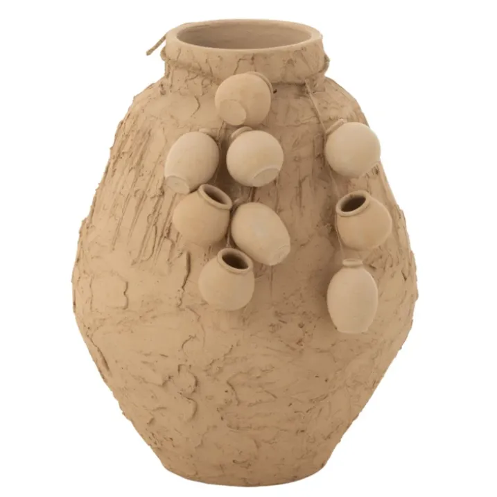 Vase décoratif texturé en papier mâché