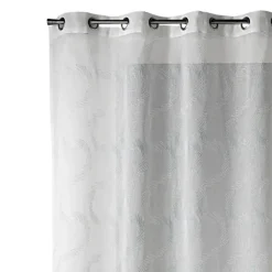 Voilage blanc motifs ondulés brodés