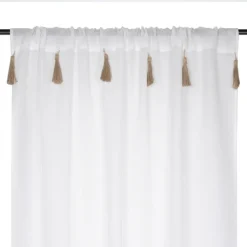 Voilage bohème à pompons en jute