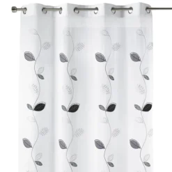 Voilage brodé à motifs de feuilles