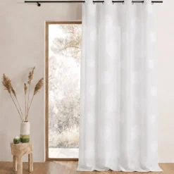 Voilage brodé à motifs de gros ronds en fils lurex