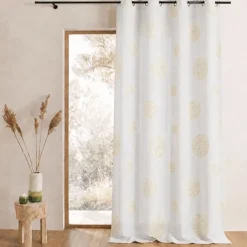 Voilage brodé à motifs de gros ronds en fils lurex