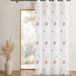 Voilage brodé à motifs de poids et lignes