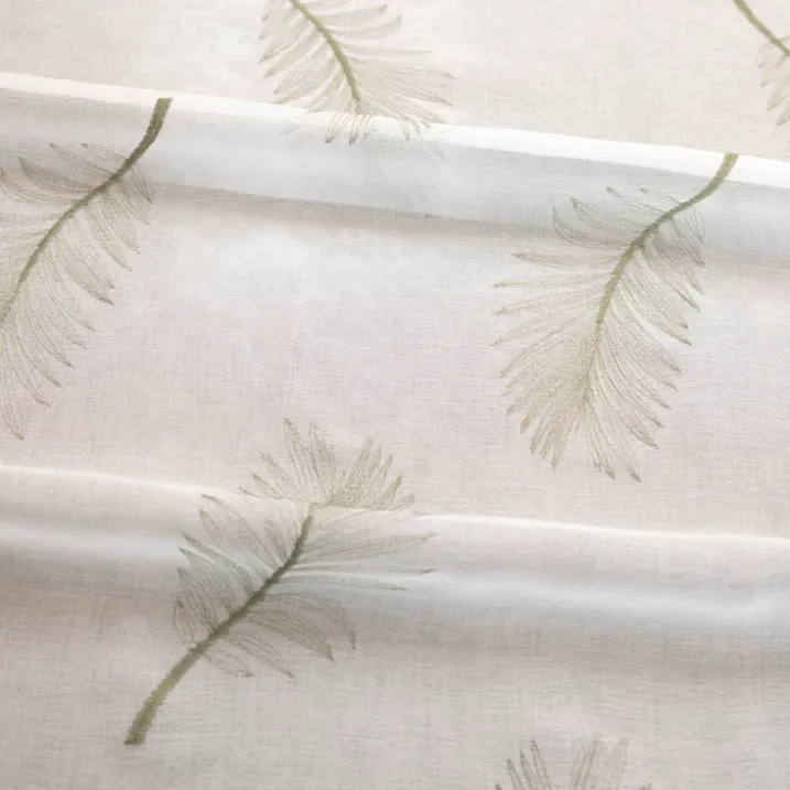Voilage brodé à motifs feuilles