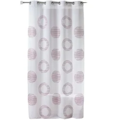 Voilage brodé à motifs ronds et cercles rayés