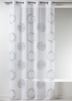 Voilage brodé à motifs ronds et cercles rayés