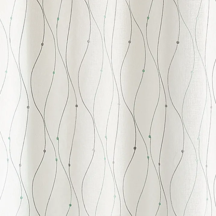 Voilage brodé motif vagues et pois