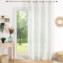Voilage brodé motif vagues et pois
