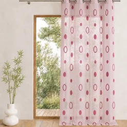 Voilage coloré motifs cercles prêt à poser