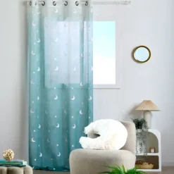 Voilage enfant brodé étoiles et lunes