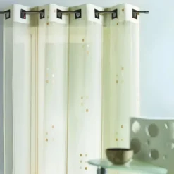 Voilage en Jacquard Fils Coupés 'Carrés'
