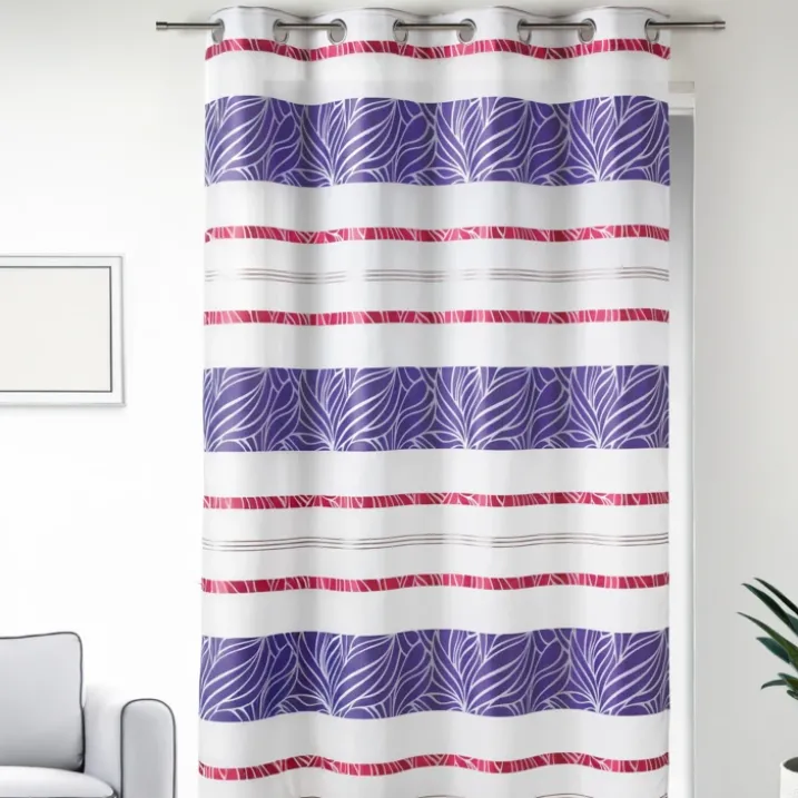 Voilage en jacquard à rayures horizontales colorées
