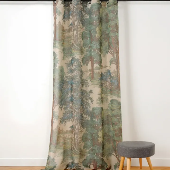 Voilage en lin à motif forêt